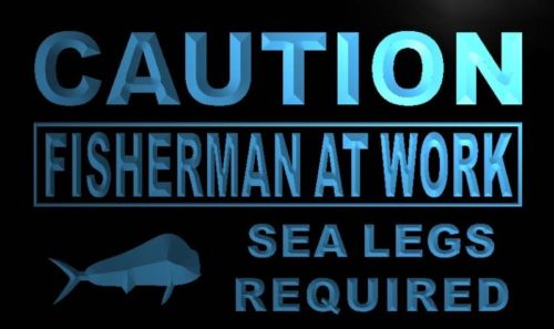Caution Fisherman At Work Neon Light Sign